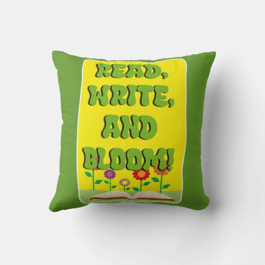 Time To Read Write Bloom Cool Bookworm  クッション (裏面)