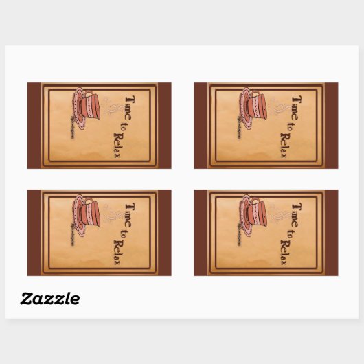 Time to Relax brown Rectangular Sticker Label 長方形シール (シート)