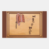 Time to Relax brown Rectangular Sticker Label 長方形シール (正面)