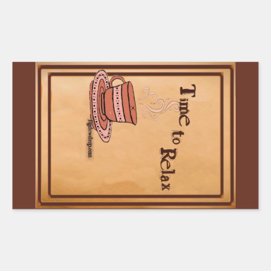 Time to Relax brown Rectangular Sticker Label 長方形シール (正面)