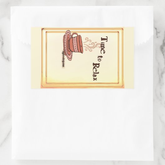 Time to Relax yellow Rectangular Sticker Label 長方形シール (バッグ)