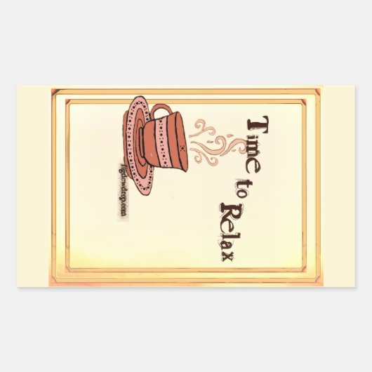 Time to Relax yellow Rectangular Sticker Label 長方形シール (正面)