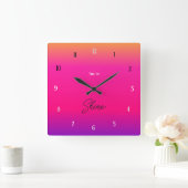 Time to Shine – Bold Sunset Gradient スクエア壁時計 (ホーム)