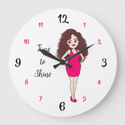 Time to Shine – Elegant Woman Wall Clock ラージ壁時計 (正面)