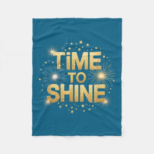 Time To Shine Motivational Sparkle Design With Sta フリースブランケット (正面)