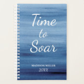 Time to Soar抽象芸術Blue Water Color Inspiration プランナー手帳 (正面)