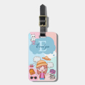 Time to Travel Girlをテーマパーソナライズされた ラゲッジタグ (正面縦)