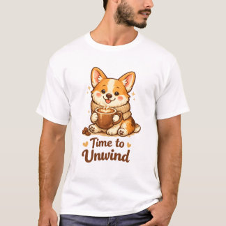 Time to Unwind Cozy Coffee Dog Tシャツ