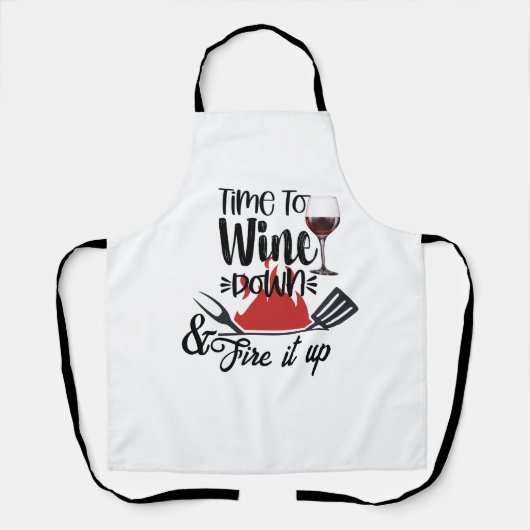 Time To Wine Down Apron - Custom Chef BBQ Gift エプロン (正面)