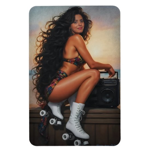 Time Traveler: 80s Roller Skate Dreams マグネット (縦)