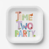 Time Two パーティー紙皿 ,バグテーマ 2歳の誕生日 ペーパープレート (正面)