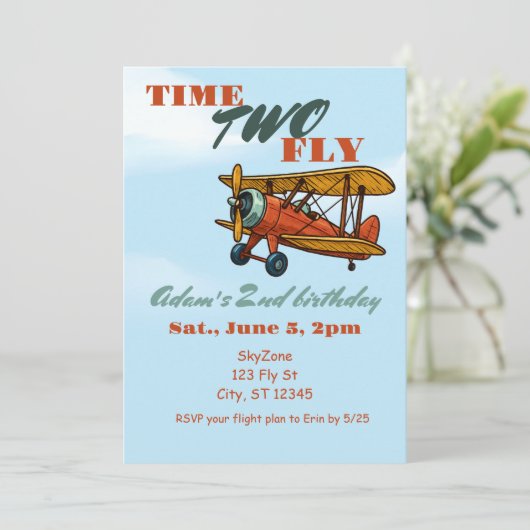 Time TWO Fly, Airplane 2nd birthday 招待状 (スタンド正面)