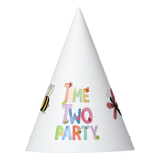 Time Two Party Paper Plates ,Bug Themed 2nd Birthd パーティーハット (正面)