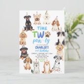 Time Two Pawty Dog Lovers Kids Second Birthday 招待状 (スタンド正面)