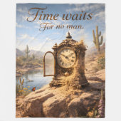 Time waits for desert clock fleece blanket de フリースブランケット (正面)