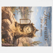 Time waits for desert clock fleece blanket de フリースブランケット (正面(横))