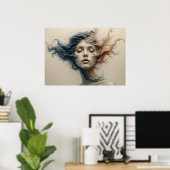 Time-Warped Faces Poster Abstract Wall Art ポスター (ホームオフィス)