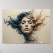 Time-Warped Faces Poster Abstract Wall Art ポスター (正面)