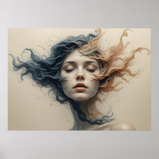 Time-Warped Faces Poster Abstract Wall Art ポスター