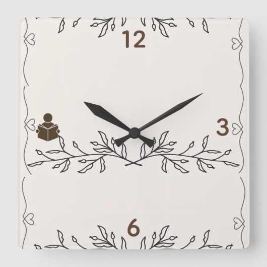 Time Well Read – Personalized Acrylic Wall Clock スクエア壁時計 (正面)