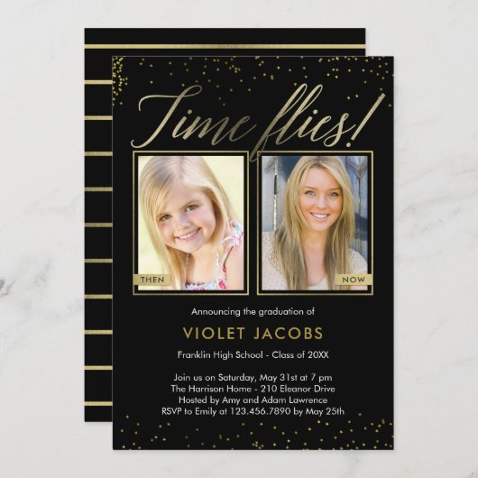 TimeFlies編集可能カラー目盛招待状 招待状 (正面/裏面)