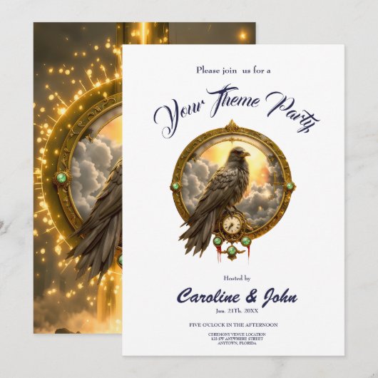 Timekeeper Raven – Gothic Clockwork  招待状 (正面/裏面)