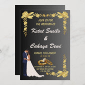 Timeless結婚の新郎新婦をフィーチャー 招待状 (正面/裏面)