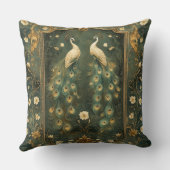 Timeless Art Nouveau Peacock Accent クッション (裏面)
