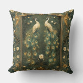 Timeless Art Nouveau Peacock Accent クッション (正面)