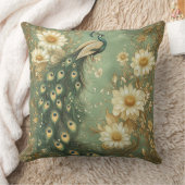Timeless Art Nouveau Peacock Accent  クッション (ブランケット)