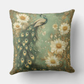 Timeless Art Nouveau Peacock Accent  クッション (裏面)