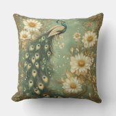 Timeless Art Nouveau Peacock Accent  クッション (正面)