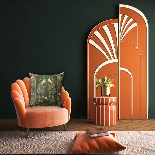 Timeless Art Nouveau Peacock Accent クッション
