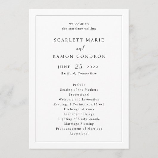 Timeless Black and White Elegant Wedding プログラム (正面)