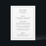 Timeless Black and White Elegant Wedding メニュー<br><div class="desc">Elegant wedding menu featuring a simple design with serif and script fonts inside of a border.</div>