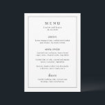 Timeless Black and White Elegant Wedding メニュー<br><div class="desc">Elegant wedding menu featuring a simple design with serif and script fonts inside of a border.</div>