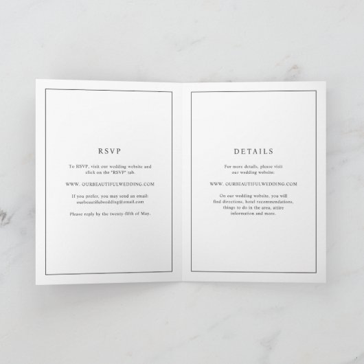 Timeless Black and White Elegant Wedding 招待状 (内部)