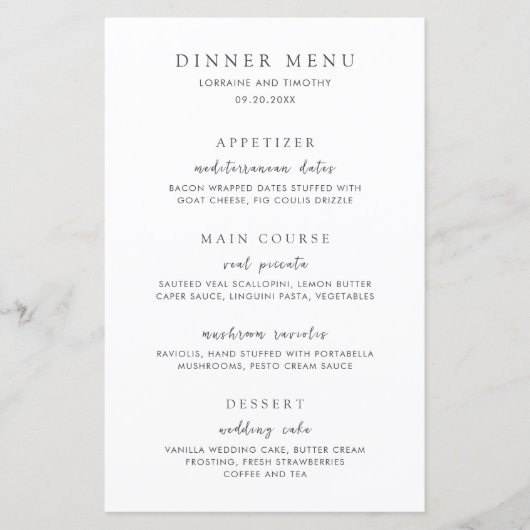 Timeless Black and White Elegant Wedding Menu (正面)