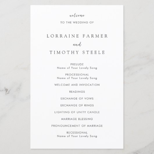 Timeless Black and White Elegant Wedding Program (正面)