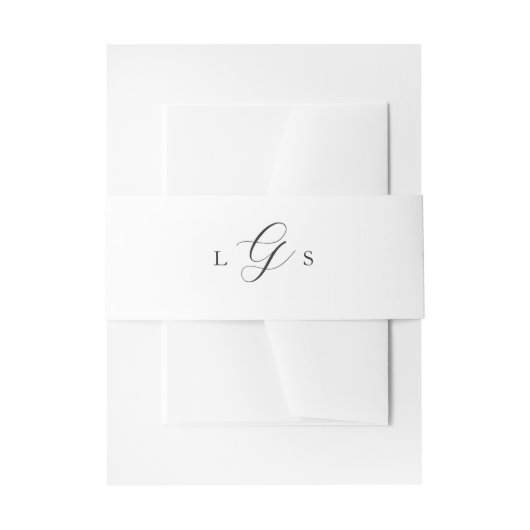 Timeless Black and White Monogram Elegant Wedding 招待状ベリーバンド (正面例)