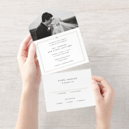 Timeless Black and White Monogram Modern Wedding オールインワン招待状