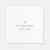 Timeless Black and White Monogram Modern Wedding スタンダードカクテルナプキン (正面)