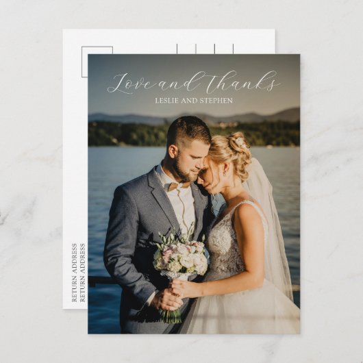 Timeless Black and White Photo'結婚s Thank You ポストカード (正面/裏面)
