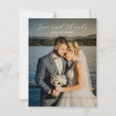 Timeless Black and White Photo Elegant Wedding サンキューカード (正面)