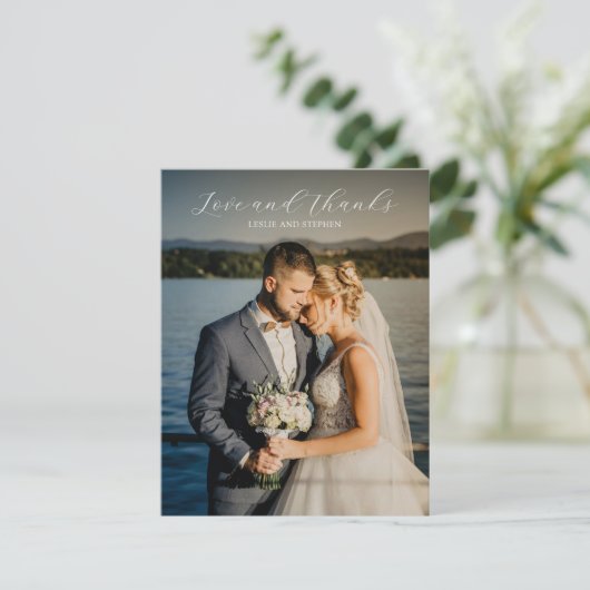 Timeless Black and White Photo Elegant Wedding サンキューカード (スタンド正面)