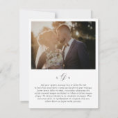 Timeless Black and White Photo Elegant Wedding サンキューカード (裏面)