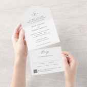 Timeless Black and White QR Code Elegant Wedding オールインワン招待状 (貼ってはがせる)