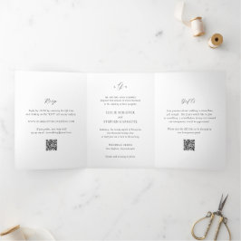 Timeless Black and White QR Code Elegant Wedding 三つ折り招待状