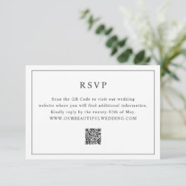Timeless Black and White QR Code Elegant Wedding 出欠カード