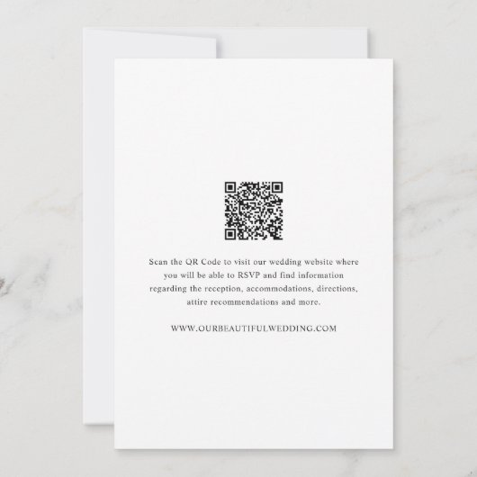 Timeless Black and White QR Code Elegant Wedding 招待状 (裏面)